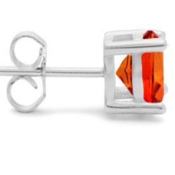 2CT Padparadscha Sapphire Sterling Silver Earrings - Picture 2 of 3